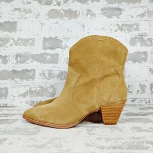 NEW Vince Camuto Women's Salintino Tan Suede Cone Heel Ankle Boots K623